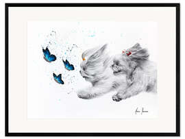 Gerahmter Kunstdruck Schmetterlinge jagen