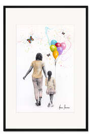 Gerahmter Kunstdruck Luftballons und Schmetterlinge