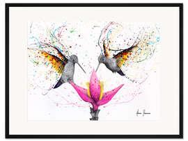 Gerahmter Kunstdruck Kolibris mit tropischer Blüte