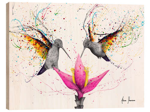 Hout print Friendship Hummingbirds