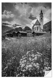 Wall sticker Church and farmhouses in Obermauern in Virgental, East Tyrol