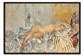 Gerahmter Kunstdruck Liegender Akt mit Spanischem Kissen