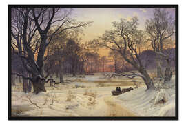 Gerahmter Kunstdruck Winternacht in einem Wald