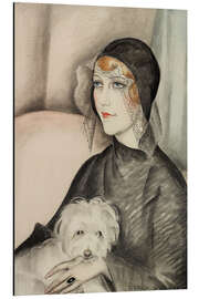 Tableau en aluminium Young Lady with Hat and Little Dog