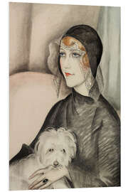 Foam board print Young Lady with Hat and Little Dog