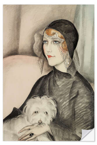 Sisustustarra Young Lady with Hat and Little Dog