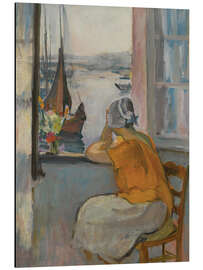 Magnettafel Junge Frau vor einem offenen Fenster