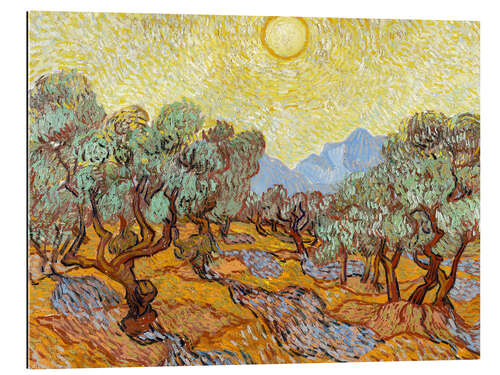 Gallery print Olive Trees with Yellow Sky and Sun