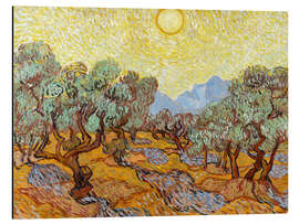 Magnettafel Olivenbäume mit gelbem Himmel und Sonne