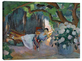 Canvas print Young woman in a Hammock