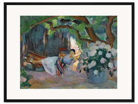 Gerahmter Kunstdruck Junge Frau in der Hängematte