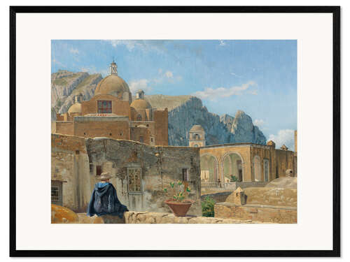 Framed art print A Young Boy Seated On A Wall