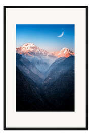 Gerahmter Kunstdruck Sonnenuntergang im Himalaya
