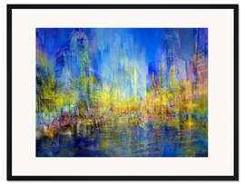 Gerahmter Kunstdruck Die Stadt am Fluss