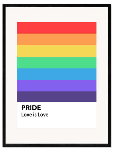 Ingelijste kunstdruk Pride rainbow flag