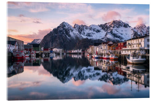 Akrylbillede A quiet evening in Henningsvaer in Lofoten
