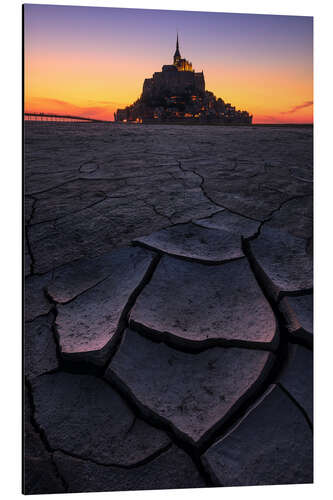 Tableau en aluminium Summer evening at Le Mont St Michel