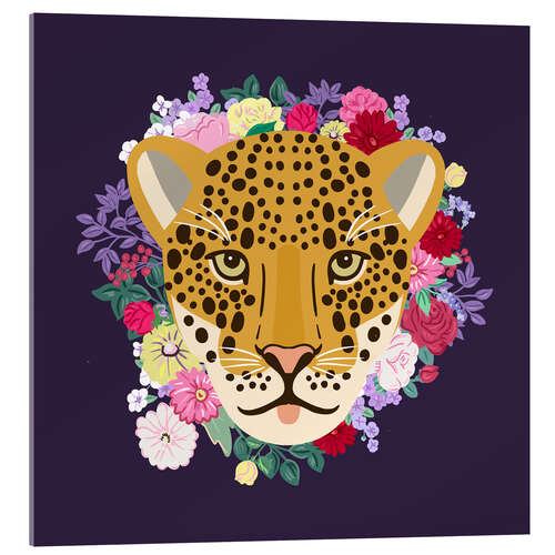 Stampa su vetro acrilico Flowered Leopard