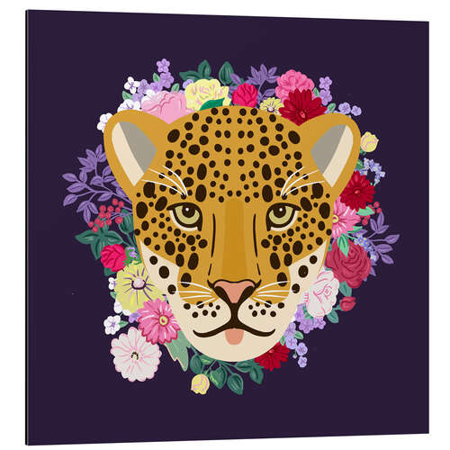 Tableau en aluminium Flowered Leopard