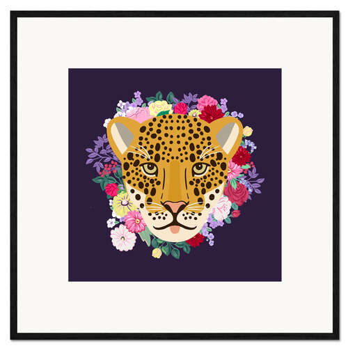 Plakat artystyczny premium w ramie Flowered Leopard