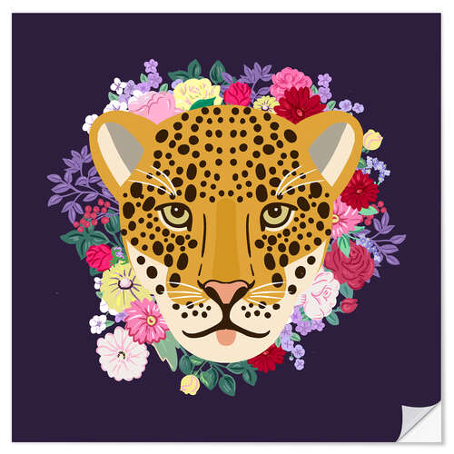Adesivo murale Flowered Leopard