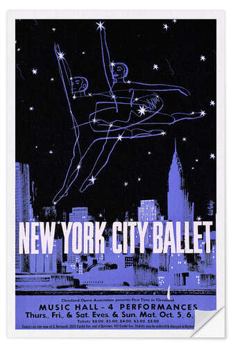 Vinilo para la pared New York City Ballet, 1960 Vintage Theatre