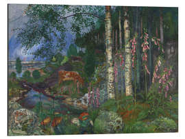 Tableau en aluminium Foxgloves &amp; Cows Grazing