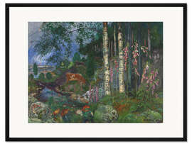 Gerahmter Kunstdruck Foxgloves &amp; Cows Grazing