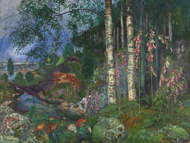 Magnettafel Foxgloves &amp; Cows Grazing