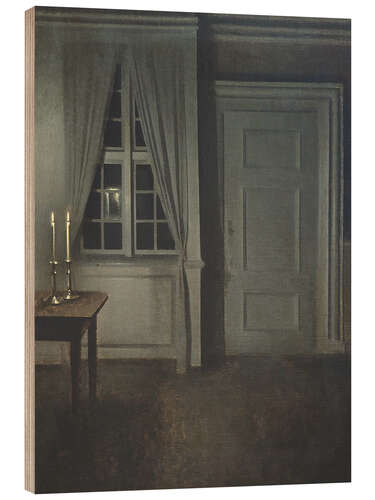 Wood print Interior With Two Candles