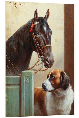 Stampa su PVC A Bay and a St. Bernard in a Stable