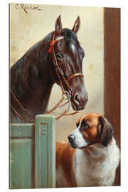 Cuadro de plexi-alu A Bay and a St. Bernard in a Stable