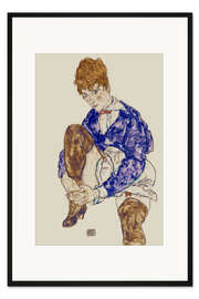 Gerahmter Kunstdruck Porträt des Künstler's Frau - Sitzend