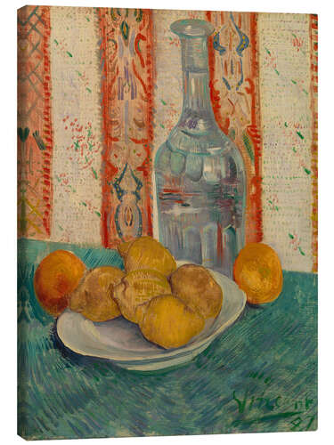 Quadro em tela Carafe and Dish with Citrus Fruit (Oranges & Lemons) 1887