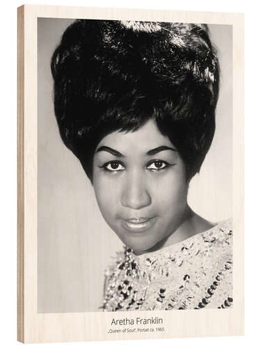 Wood print Portrait of singer Aretha Franklin, circa 1965