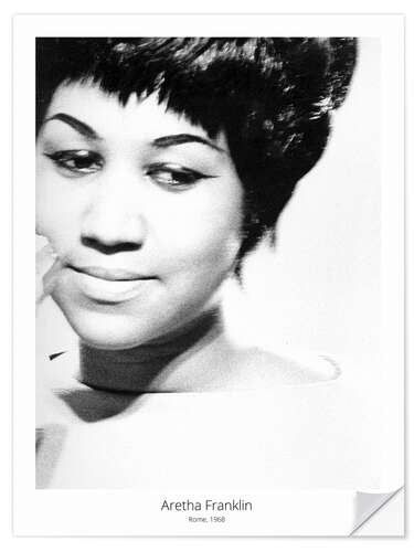 Selvklebende plakat Soul singer Aretha Franklin, Rome, 1968