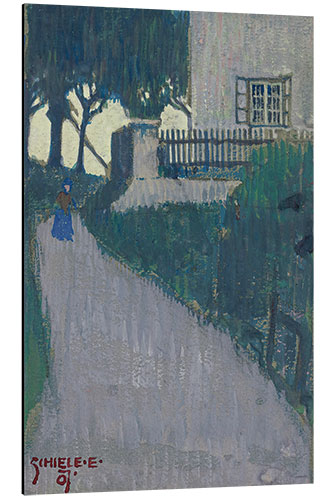 Tableau en aluminium Paysage avec maison, arbres et personnage féminin, 1907