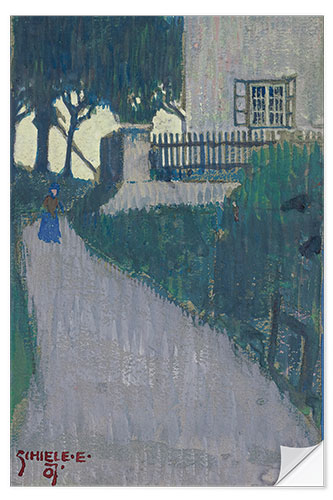 Selvklebende plakat Landscape with house, trees and female figure, 1907