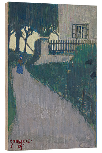 Obraz na drewnie Landscape with house, trees and female figure, 1907