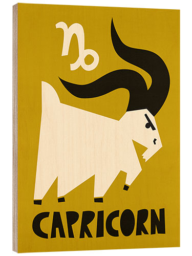 Wood print Capricorn Zodiac Star Sign