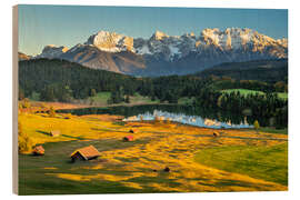 Holzbild Karwendelgebirge Spiegelt Sich im Geroldsee IV