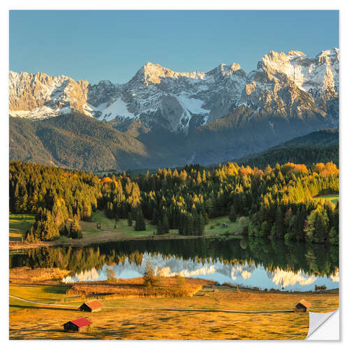 Sticker mural Karwendel Mountains Reflected in Geroldsee I