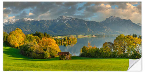 Självhäftande poster Forggensee in autumn