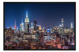 Gerahmter Kunstdruck New York City Skyline bei Nacht