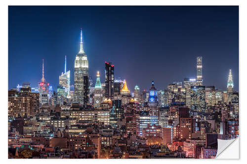 Wandsticker New York City Skyline bei Nacht