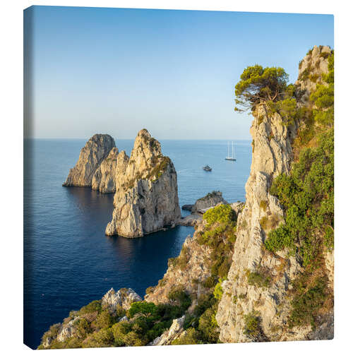 Lærredsbillede Faraglioni Felsen im Sommer, Capri, Italien