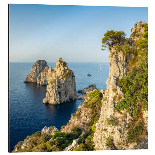 Quadro em plexi-alumínio Faraglioni Felsen im Sommer, Capri, Italien