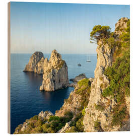 Hout print Faraglioni Felsen im Sommer, Capri, Italien