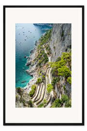 Gerahmter Kunstdruck Via Krupp Pfad auf der Insel Capri, Italien