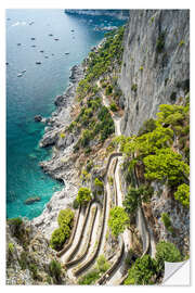 Selvklebende plakat Via Krupp path on Capri island, Italy